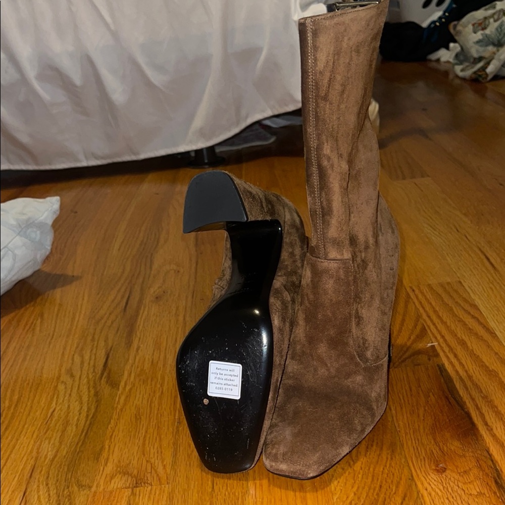 YSL Designer Brown Suede Ankle Boots